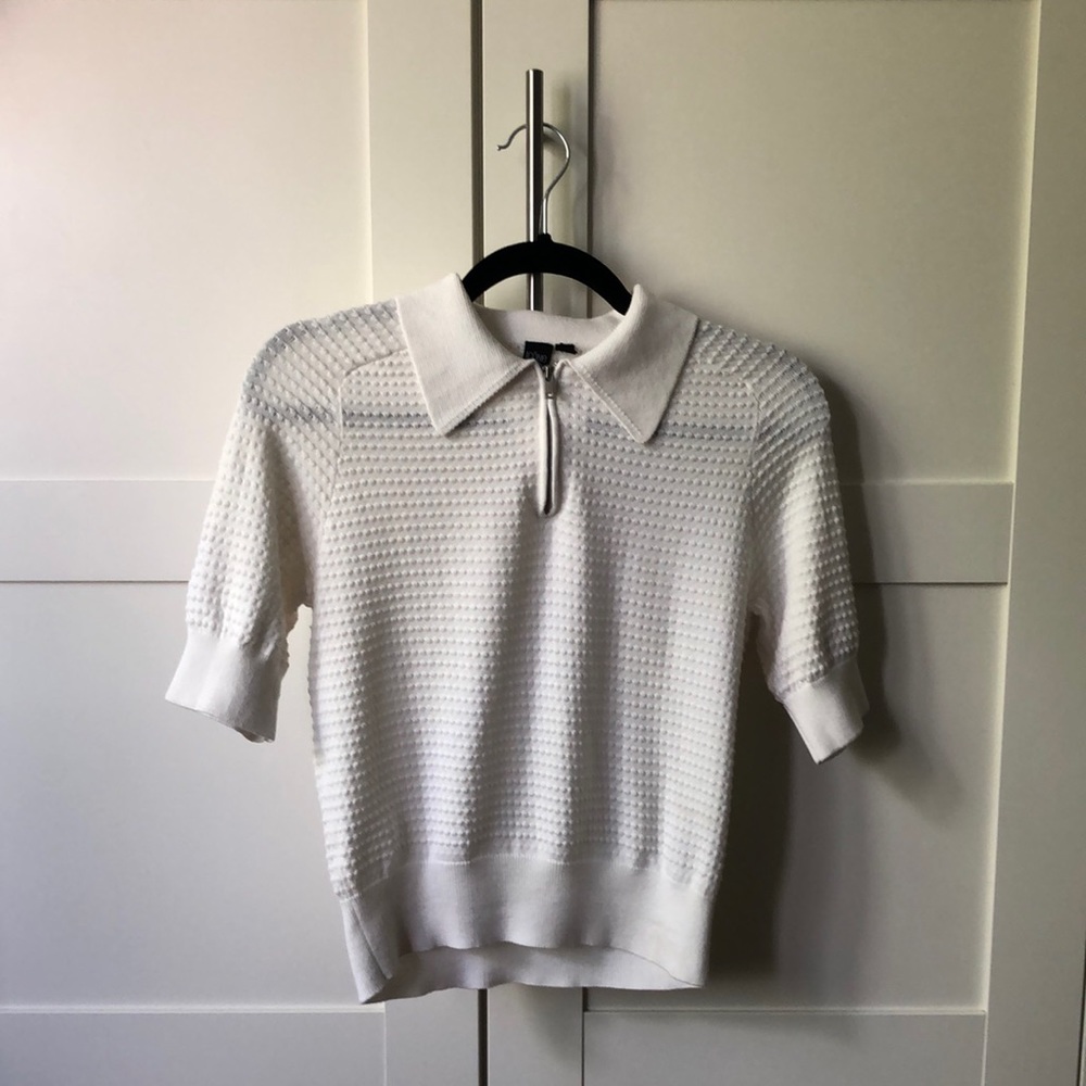 Short sleeve cotton/modal quarter zip sweater